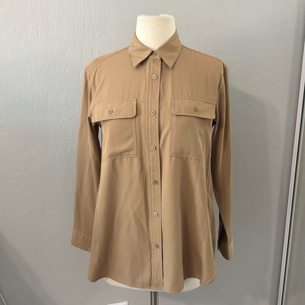 Uniqlo Tan Flowy Button Down